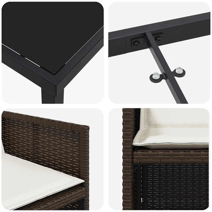 Set da Pranzo per Giardino 5 pcs Marrone polyrattan - homemem39