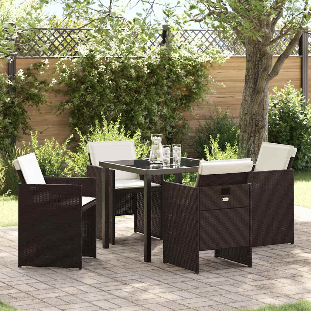 Set da Pranzo per Giardino 5 pcs Marrone polyrattan - homemem39