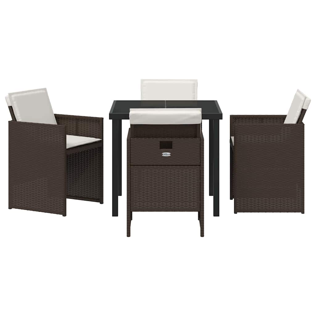 Set da Pranzo per Giardino 5 pcs Marrone polyrattan - homemem39
