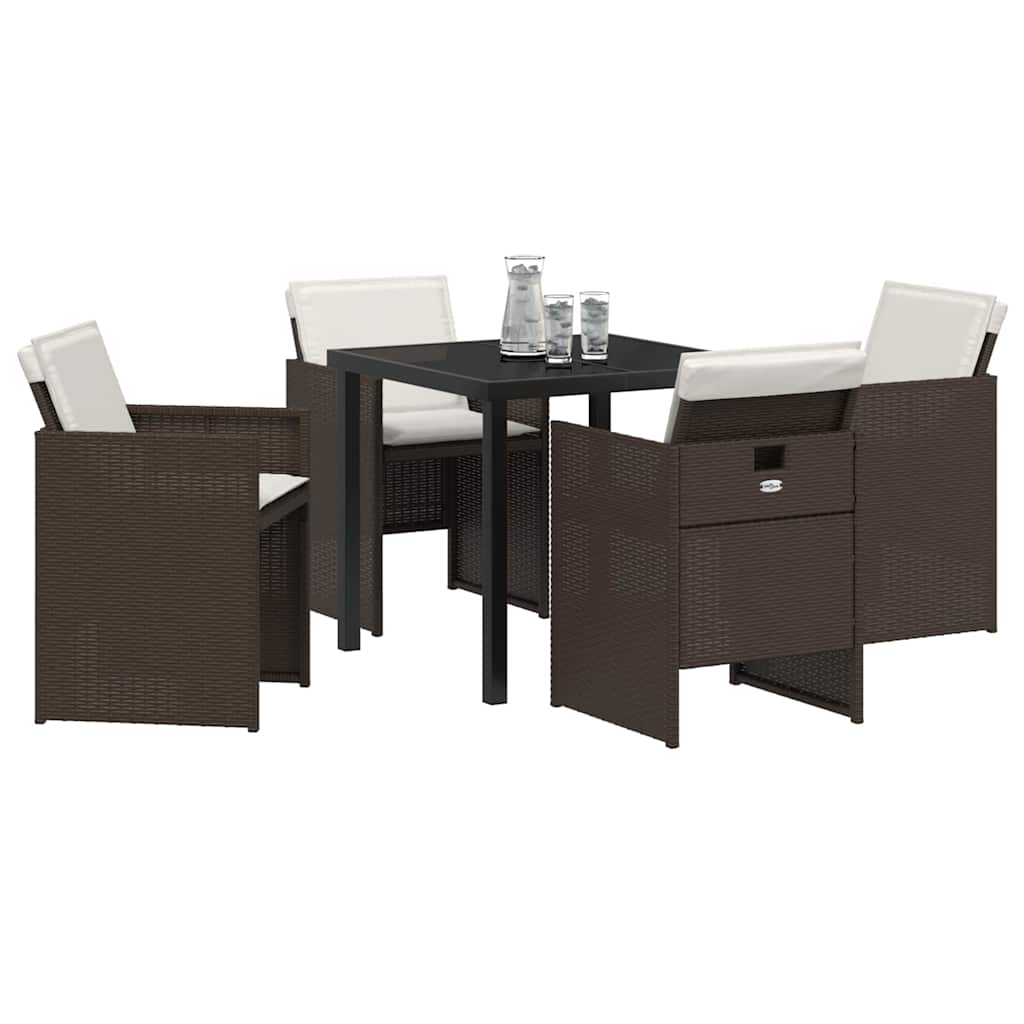Set da Pranzo per Giardino 5 pcs Marrone polyrattan - homemem39