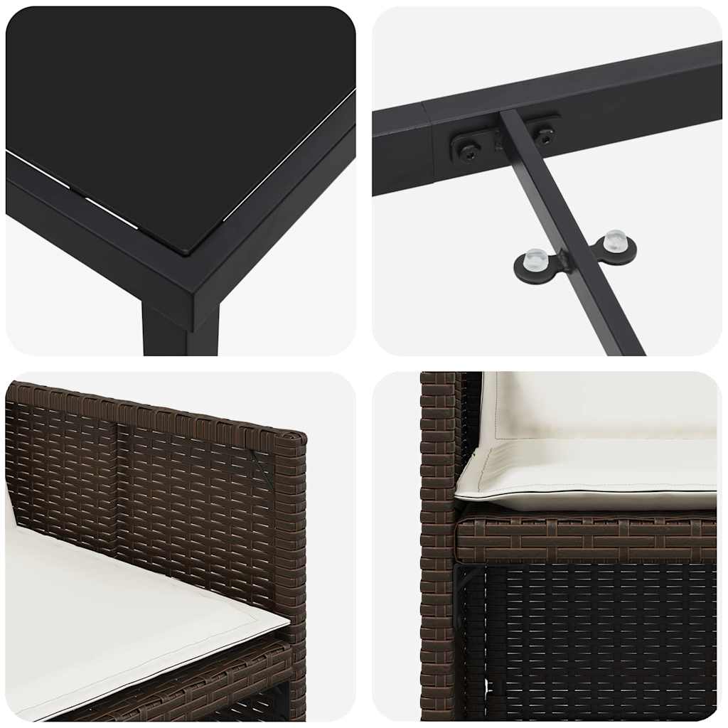 Set da Pranzo per Giardino 5 pcs Marrone polyrattan - homemem39