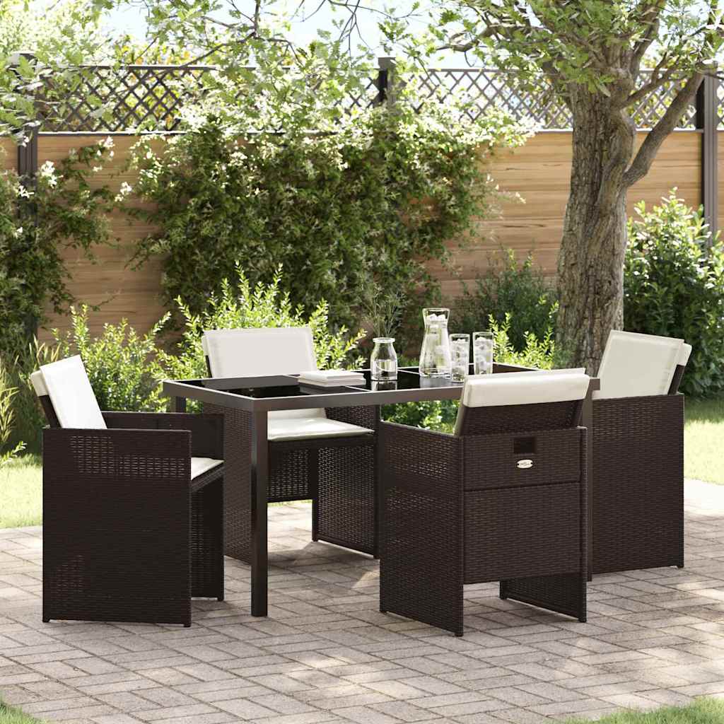 Set da Pranzo per Giardino 5 pcs Marrone polyrattan - homemem39