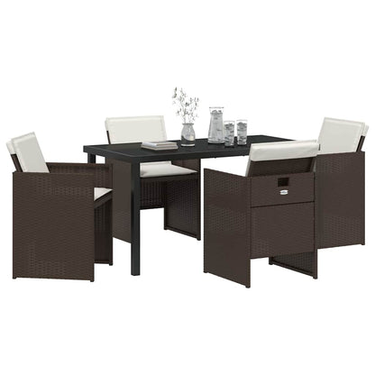 Set da Pranzo per Giardino 5 pcs Marrone polyrattan - homemem39