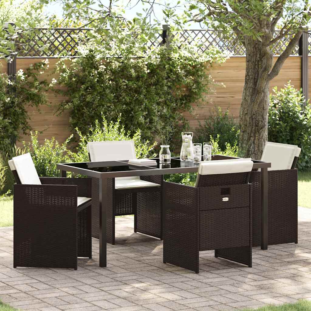 Set da Pranzo per Giardino 5 pcs Marrone polyrattan - homemem39