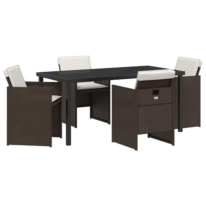 Set da Pranzo per Giardino 5 pcs Marrone polyrattan - homemem39