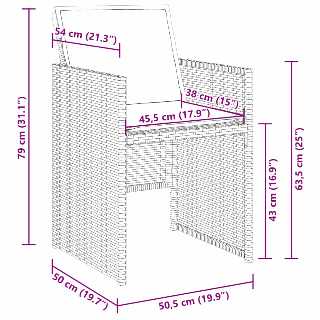 Set da Pranzo per Giardino 5 pcs Marrone polyrattan | homemem39