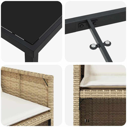 Set da Pranzo per Giardino 5 pcs Beige polyrattan - homemem39