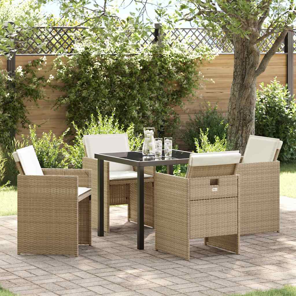 Set da Pranzo per Giardino 5 pcs Beige polyrattan - homemem39
