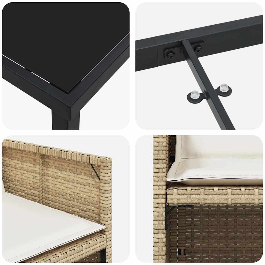 Set da Pranzo per Giardino 5 pcs Beige polyrattan - homemem39