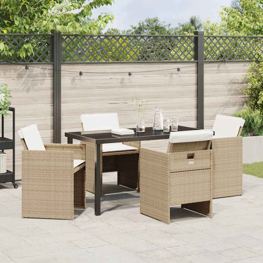 Set da Pranzo per Giardino 5 pcs Beige polyrattan - homemem39