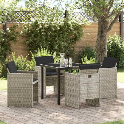 Set da Pranzo per Giardino 5 pcs Grigio chiaro polyrattan - homemem39