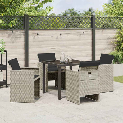 Set da Pranzo per Giardino 5 pcs Grigio chiaro polyrattan - homemem39