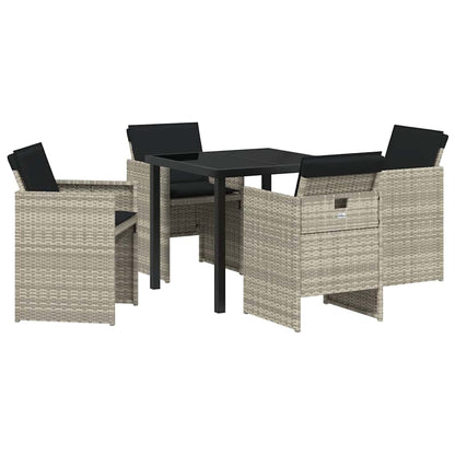 Set da Pranzo per Giardino 5 pcs Grigio chiaro polyrattan - homemem39