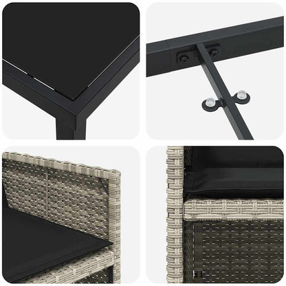 Set da Pranzo per Giardino 5 pcs Grigio chiaro polyrattan - homemem39