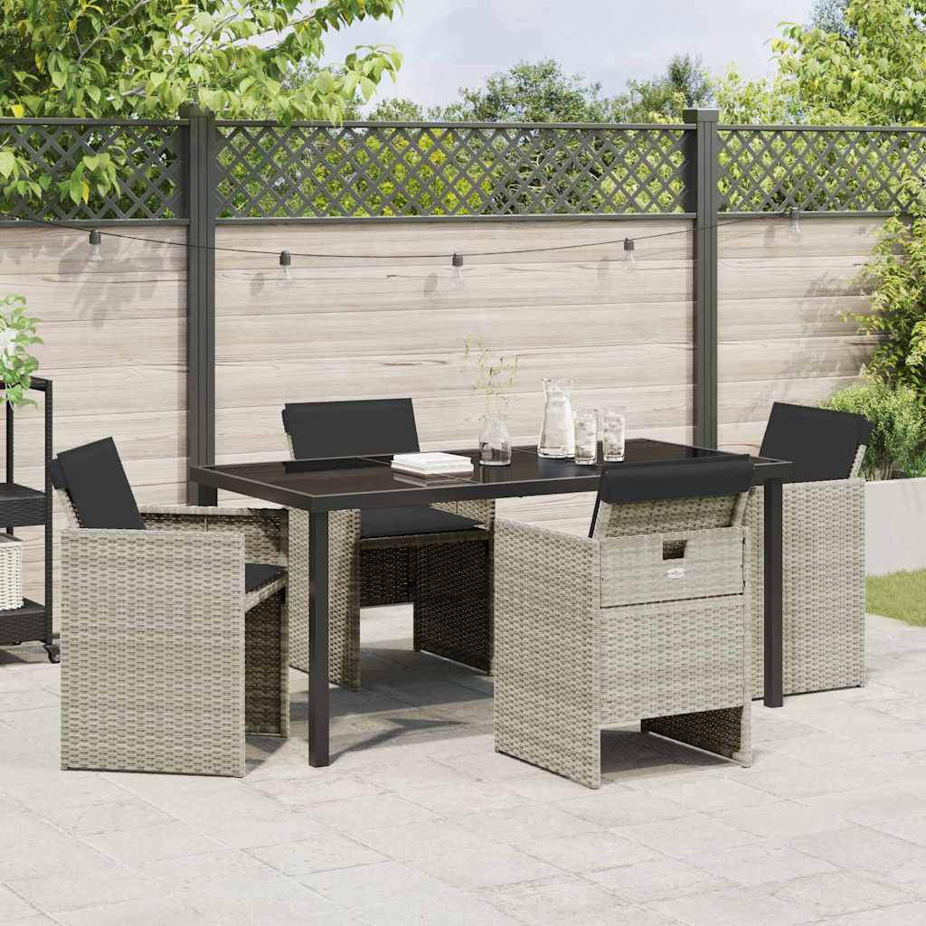 Set da Pranzo per Giardino 5 pcs Grigio chiaro polyrattan - homemem39