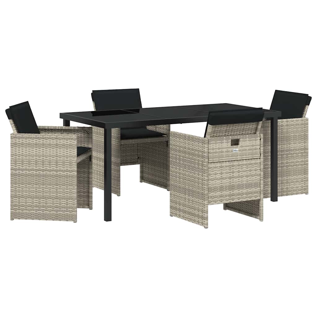 Set da Pranzo per Giardino 5 pcs Grigio chiaro polyrattan - homemem39