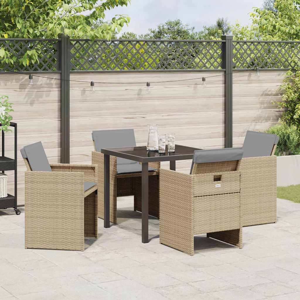 Set da Pranzo per Giardino 5 pcs Beige polyrattan - homemem39