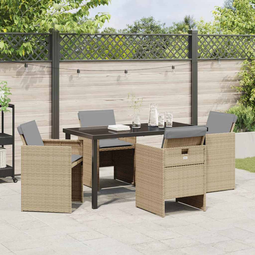 Set da Pranzo per Giardino 5 pcs Beige polyrattan - homemem39