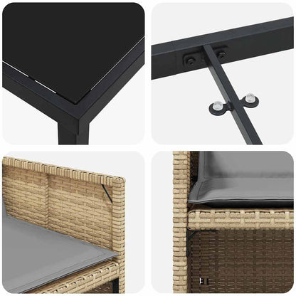 Set da Pranzo per Giardino 5 pcs Beige polyrattan - homemem39