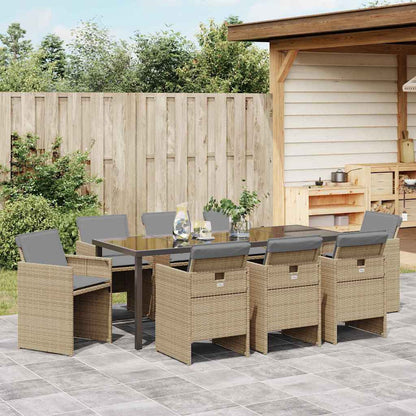 Set da Pranzo per Giardino 9 pcs Beige polyrattan | homemem39