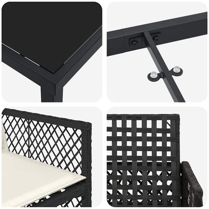 Set da Pranzo per Giardino 5 pcs Nero polyrattan - homemem39