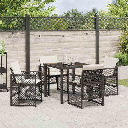 Set da Pranzo per Giardino 5 pcs Nero polyrattan - homemem39