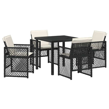Set da Pranzo per Giardino 5 pcs Nero polyrattan - homemem39