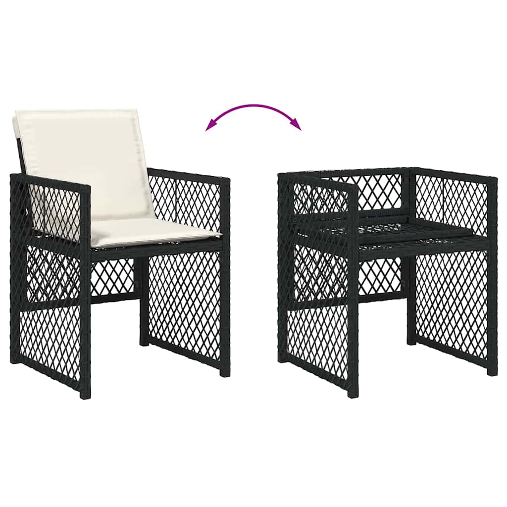 Set da Pranzo per Giardino 5 pcs Nero polyrattan - homemem39