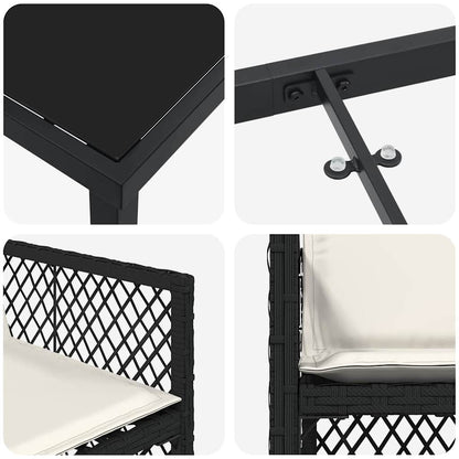 Set da Pranzo per Giardino 5 pcs Nero polyrattan - homemem39