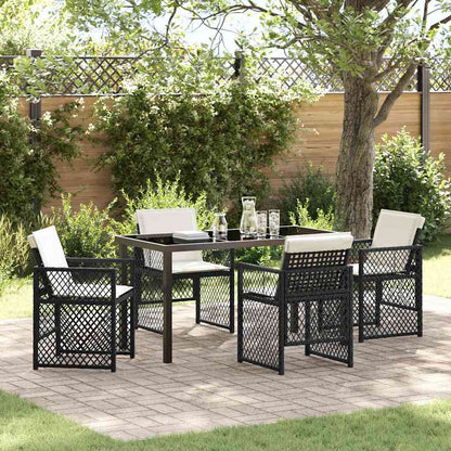 Set da Pranzo per Giardino 5 pcs Nero polyrattan - homemem39