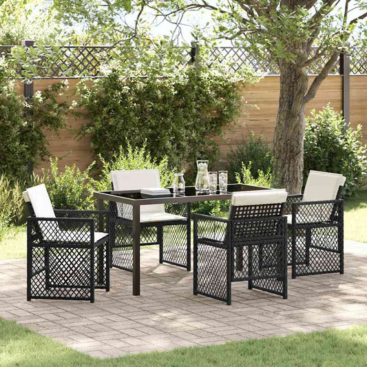 Set da Pranzo per Giardino 5 pcs Nero polyrattan - homemem39