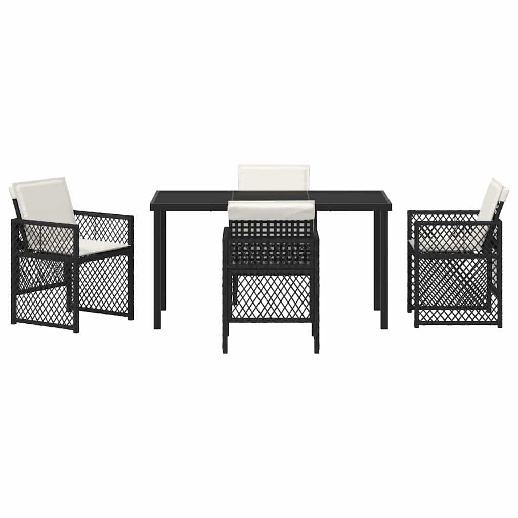 Set da Pranzo per Giardino 5 pcs Nero polyrattan - homemem39