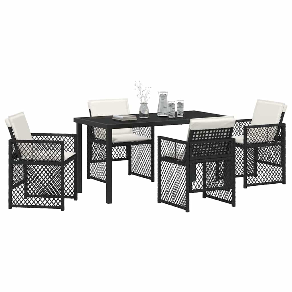 Set da Pranzo per Giardino 5 pcs Nero polyrattan - homemem39