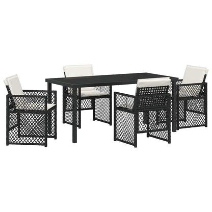 Set da Pranzo per Giardino 5 pcs Nero polyrattan - homemem39