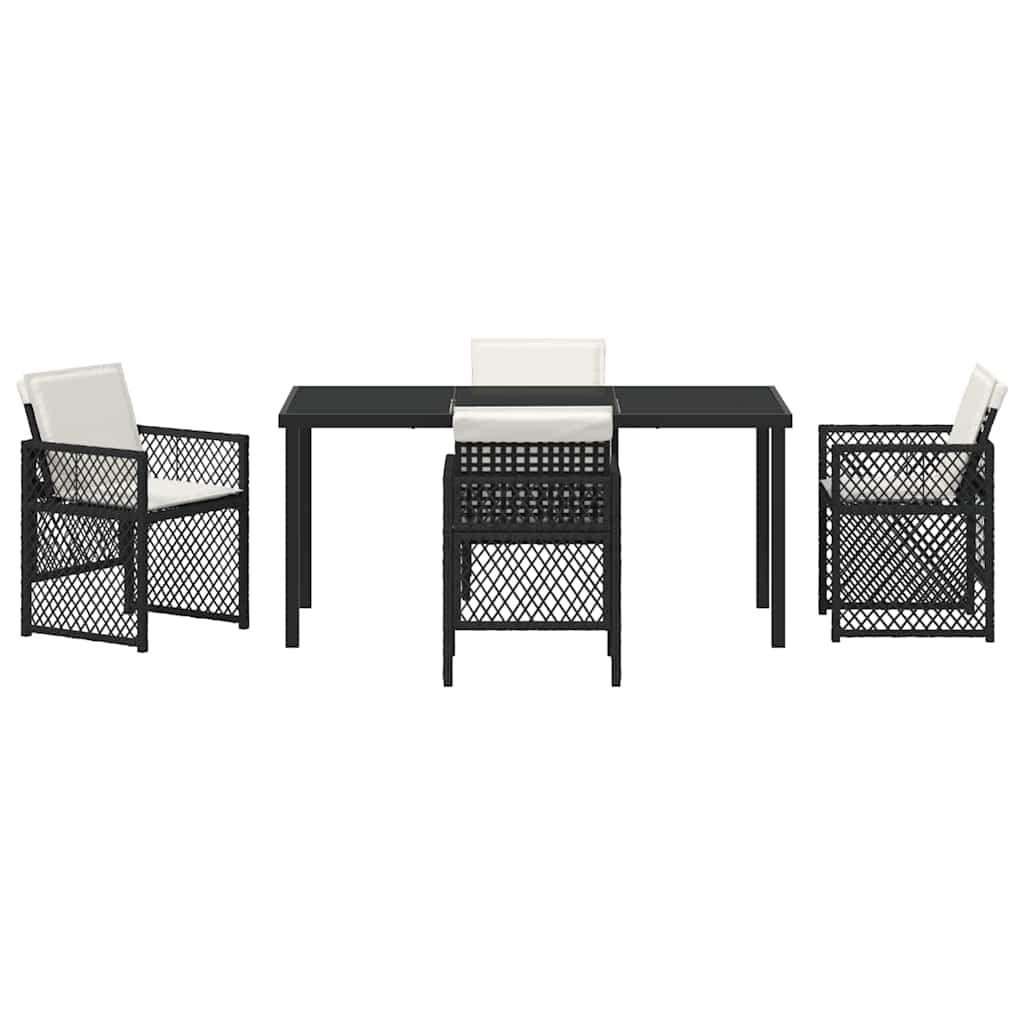 Set da Pranzo per Giardino 5 pcs Nero polyrattan - homemem39