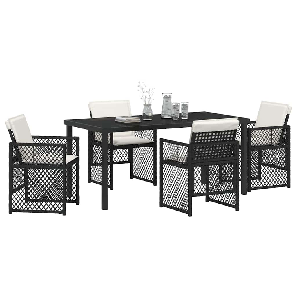Set da Pranzo per Giardino 5 pcs Nero polyrattan - homemem39
