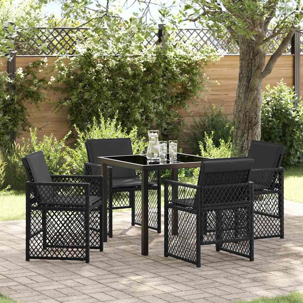 Set da Pranzo per Giardino 5 pcs Nero polyrattan - homemem39