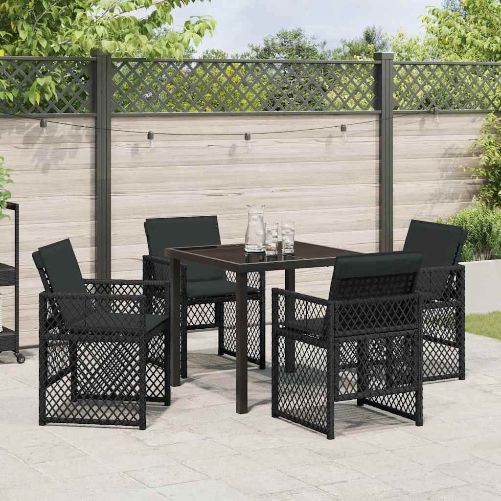 Set da Pranzo per Giardino 5 pcs Nero polyrattan - homemem39