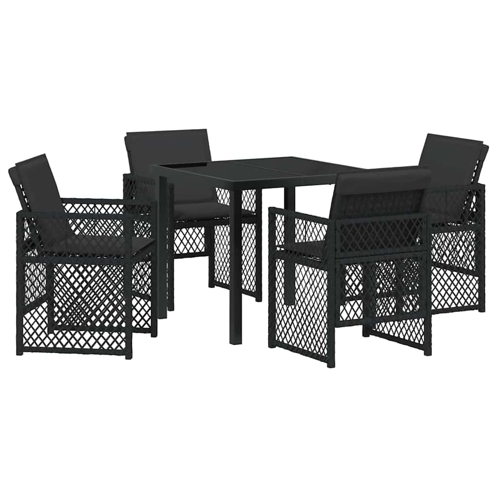 Set da Pranzo per Giardino 5 pcs Nero polyrattan - homemem39