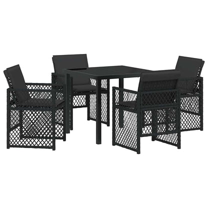 Set da Pranzo per Giardino 5 pcs Nero polyrattan - homemem39