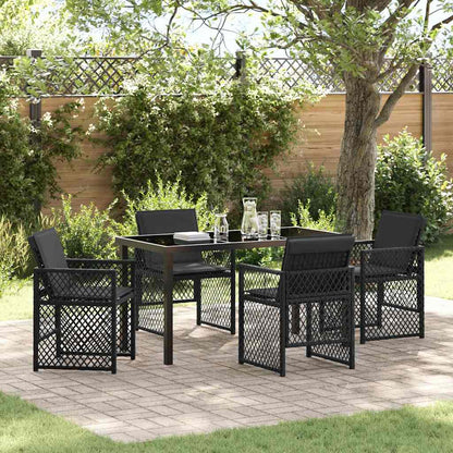Set da Pranzo per Giardino 5 pcs Nero polyrattan - homemem39