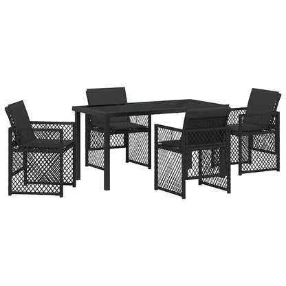 Set da Pranzo per Giardino 5 pcs Nero polyrattan - homemem39