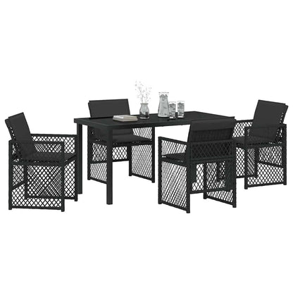 Set da Pranzo per Giardino 5 pcs Nero polyrattan - homemem39