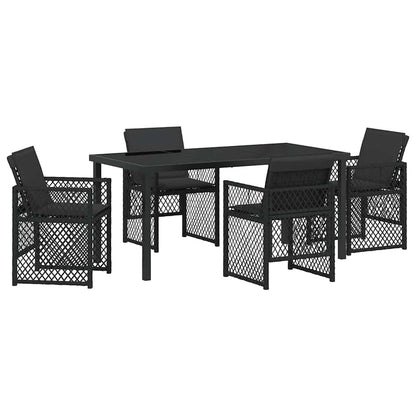Set da Pranzo per Giardino 5 pcs Nero polyrattan - homemem39