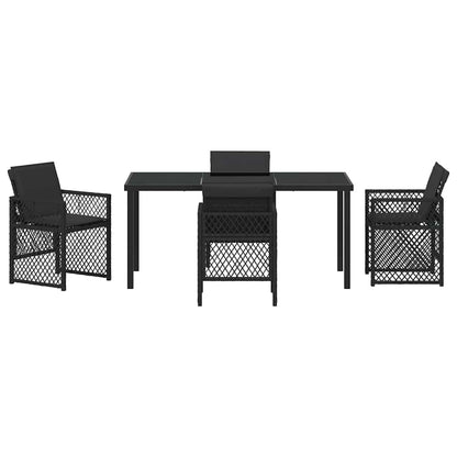 Set da Pranzo per Giardino 5 pcs Nero polyrattan - homemem39