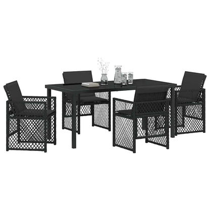 Set da Pranzo per Giardino 5 pcs Nero polyrattan - homemem39