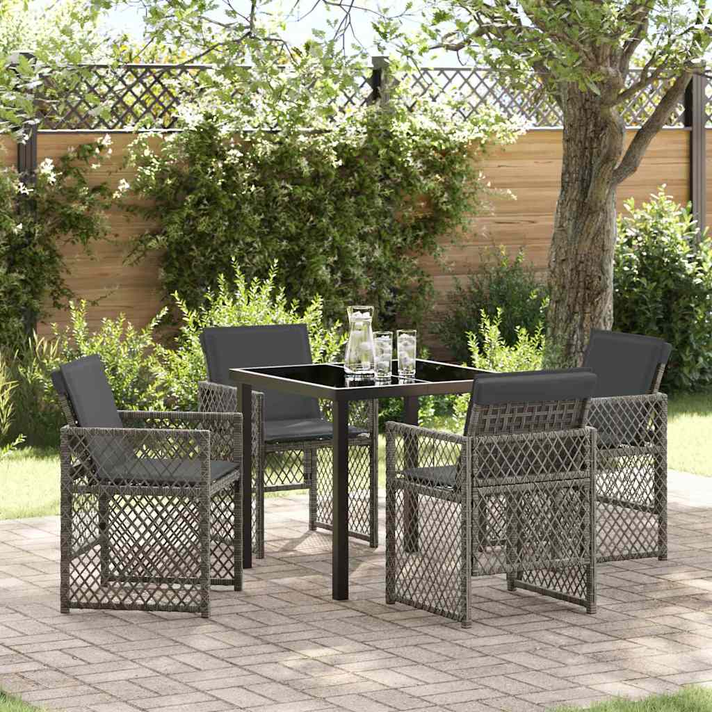 Set da Pranzo per Giardino 5 pcs Grigio polyrattan - homemem39