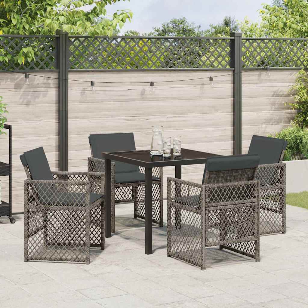 Set da Pranzo per Giardino 5 pcs Grigio polyrattan - homemem39