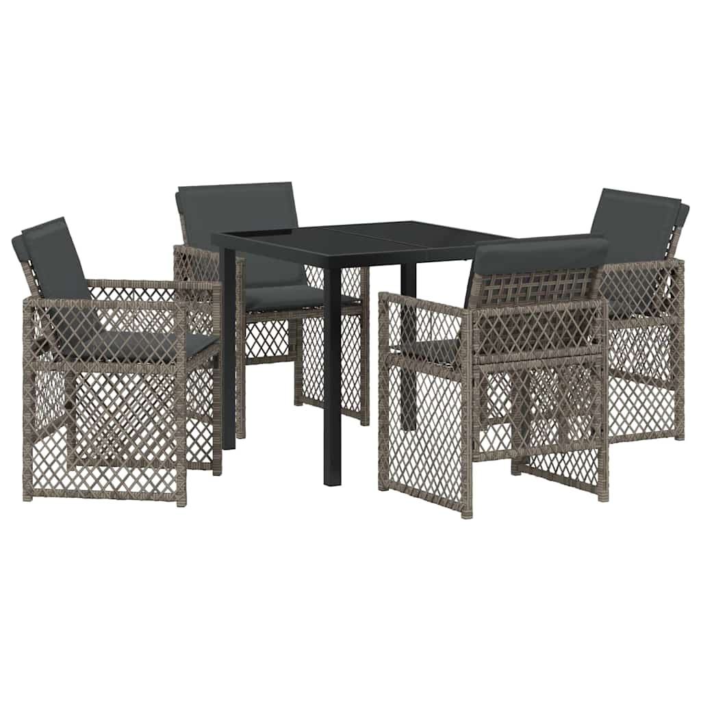 Set da Pranzo per Giardino 5 pcs Grigio polyrattan - homemem39