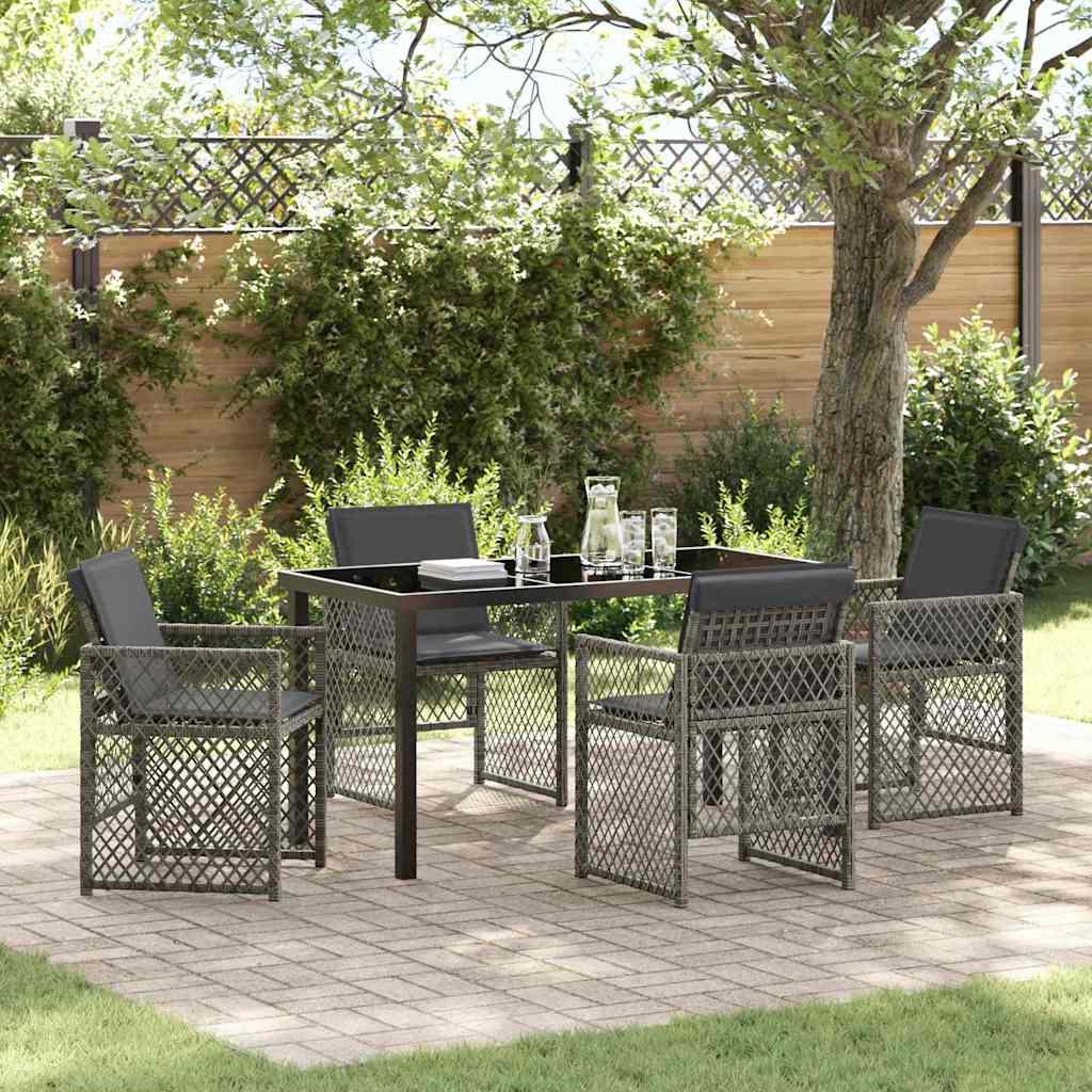 Set da Pranzo per Giardino 5 pcs Grigio polyrattan - homemem39
